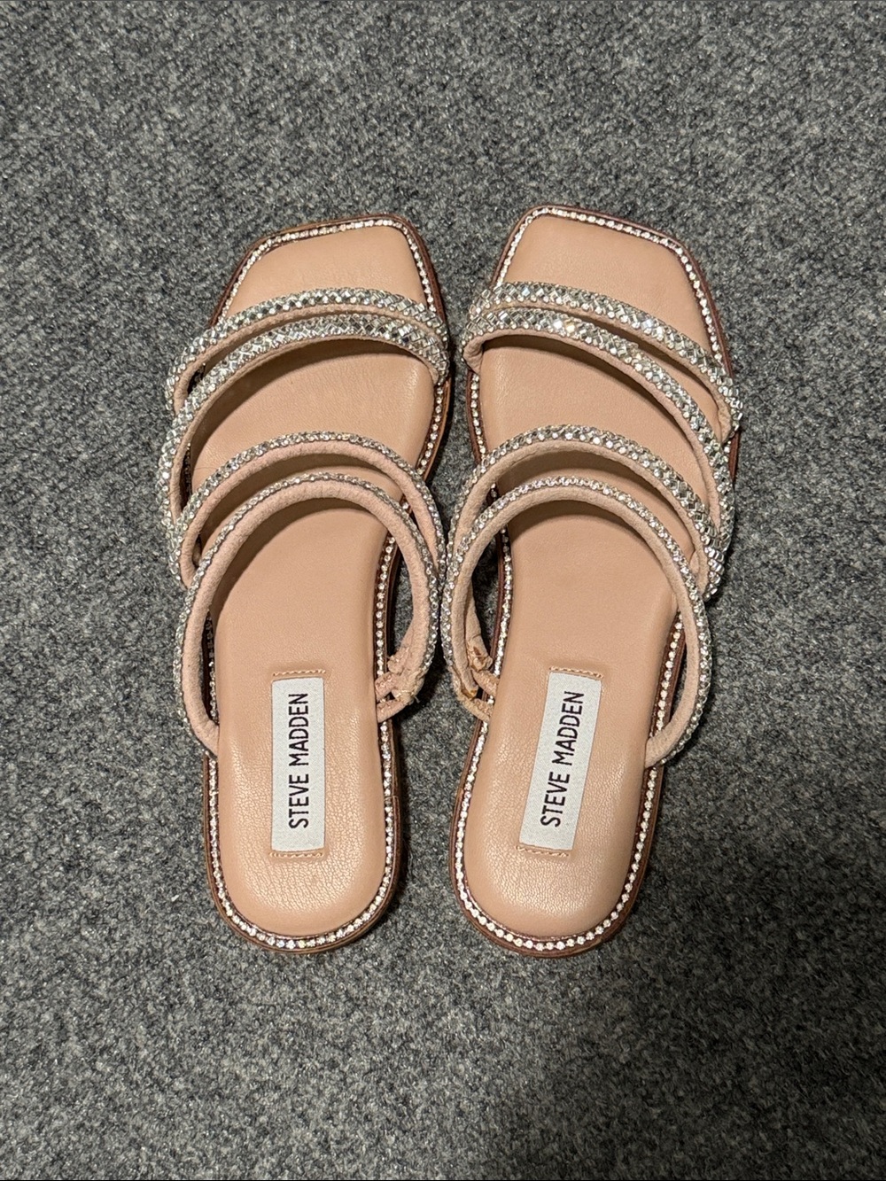 Steve Madden Nude Pink Rhinestone Multi-Strap Sandals